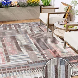 Kaleen India Magenta Geometric Anti-Skid Polyester Carpet-image-76