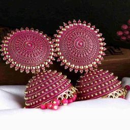 BMINO Gold-Plated Circular Jhumkas Earrings-image-98