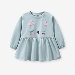 YK Girls Solid Embroidered Fit & Flare Dress-image-26