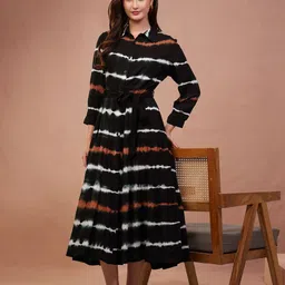 Zenava by Myntra Tie and Dye Print Fit & Flare Midi Dress-image-21