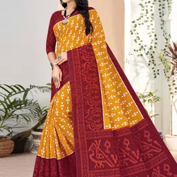 KALINI Batik Printed Pure Cotton Ikat Saree-14