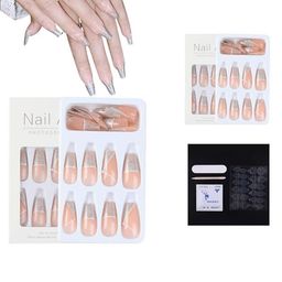 Coslifestore Set Of 24 Artificial Press On Nails With Glitter Design-Glitter Coffin French-2