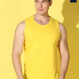 WOOSTRO Pack Of 2 Combed Cotton Gym Vests VWS26(PLAIN YELLOW)(PLAIN NAVY)-image-30