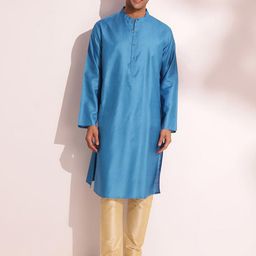 Fabindia Band Collar Neck Long Sleeves Regular Straight Kurta-image-60
