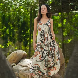 Rain & Rainbow Printed Sleeveless Cotton Basic Jumpsuit-image-97