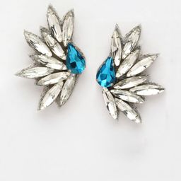 Moedbuille Silver-Plated Crystals Studded Contemporary Studs image 2