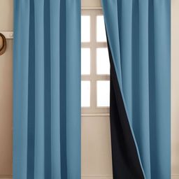 HOMEMONDE Blue 2 Pieces Black Out Window Curtains-image-42