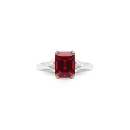 GenZcomplex Silver-Plated Brass Garnet Finger Ring-51
