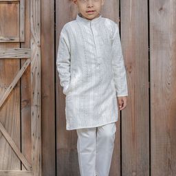 Stuffie Land Boys Ethnic Motifs Embroidered Regular Pure Cotton Kurta with Trousers-27