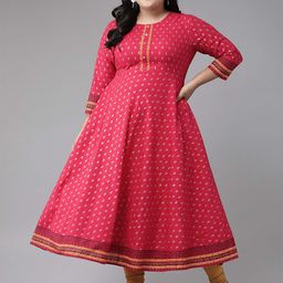 IKRASS Women Ethnic Motifs Printed Festive Cotton Anarkali Kurta-image-12