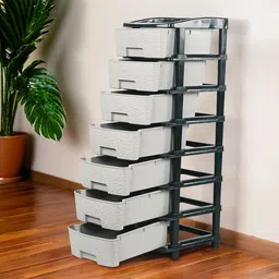 Kuber Industries Black & Grey 7-Layer Modular Drawer Storage Organizer image 1