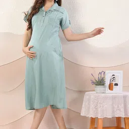 EASY MOM Maternity Shirt Midi Dress-picture-31