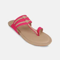 GLAM STORY Women Textured Ethnic One Toe Flats with Bows-14
