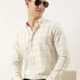 Mast & Harbour Checked Spread Collar Pure Cotton Shirt-picture-30