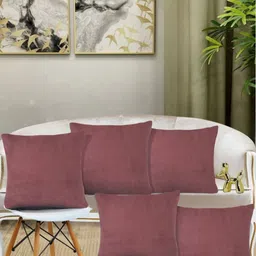 Myntra Elegant Homes Rust Set of 5 Woollen Square Cushion Covers-3