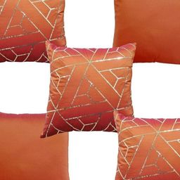HOME9INE Rust & Gold-Toned Set of 5 Ethnic Motifs Square Cushion Covers-10