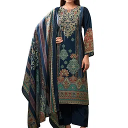 DRAVINAM Trends Floral Embroidered Pure Cotton Unstitched Dress Material-image-73