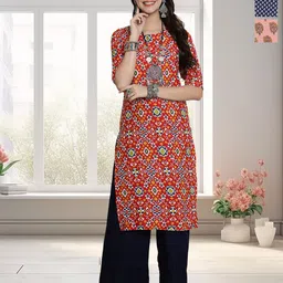 HERE&NOW Selection Of 3 Geometric Printed Round Neck Straight Kurtas-43