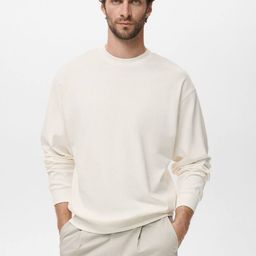 MANGO MAN Round Neck Pure Cotton Boxy Sweatshirt-picture-18