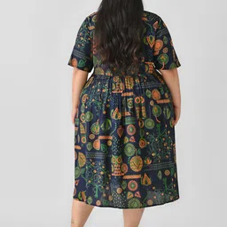 Shape of me by Rustorange Plus Size Printed Fit & Flare Midi Dress image 5