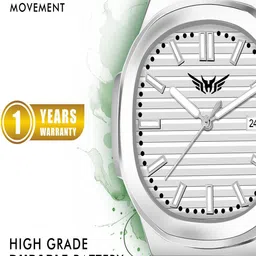 Hala Men Patterned Dial & Textured Straps Analogue Watch PP-3100-Silver Green image 3