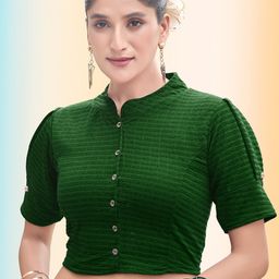 Moda Rapido Woven Design Mandarin Collar Saree Blouse-picture-35