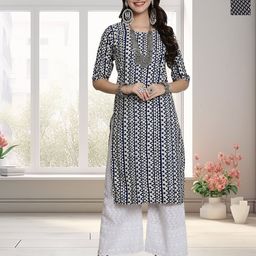 HERE&NOW Women Pack Of 2 Ethnic Motifs Printed Round Neck Crepe Kurta-56