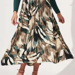 LookShine Printed A-Line Pleated Maxi Skirt-picture-41