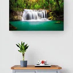 Tushaco Handicrafts Green & White Waterfall Canvas Wall Art-picture-12