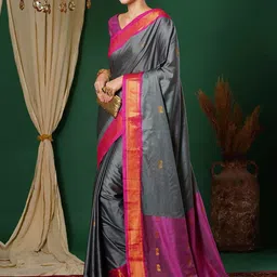 SILKWEAR Ethnic Motifs Zari Silk Cotton Banarasi Saree-picture-28