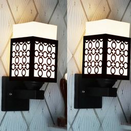 Gojeeva Brown Wood Square Wall Lamps-image-93