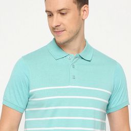 AUXAMIS Men Striped Polo Collar Pure Cotton T-shirt-image-62