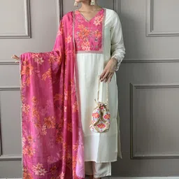 CANBIA Ethnic Motifs Embroidered Regular Kurta with Trousers & With Dupatta-54