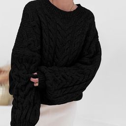 Mast & Harbour Women Cable Knit Long Sleeves Pullover-picture-4
