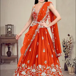 F Plus Fashion Orange Net Lehenga Choli-picture-46
