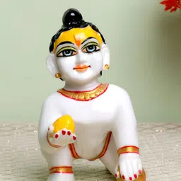 Aura Yellow & White Lord Laddu Gopla Religious Idol Showpiece-image-20