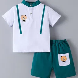 Mark & Mia Boys Printed Mandarin Collar T-shirt With Shorts-image-68