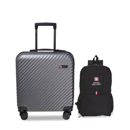 SWISS MILITARY Set Of 2 Dusky Textured Hard-Sided Cabin Trolley Bag & Backpack-10