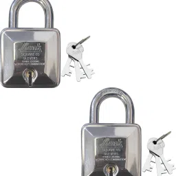 Square 65mm 8 Brass Levers|Hardened|Steel Body|Double Locking|(3Keys )Pack of 2 Padlock-7