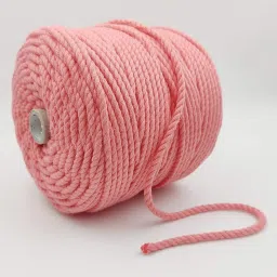 3Ply/Twisted Macrame (3mm,100Mtr.)Cotton Cord/Dori Thread Macrame (Peach Pink).-image-12