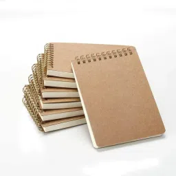 Kraft Cover Top-Bottom Spiral Notebooks A6 Note Pad Blank 100 Pages-14