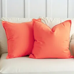 Aurave Peach-Coloured 2 Pieces Pure Cotton 210 TC Soft & Comfortable Square Cushion Covers-25