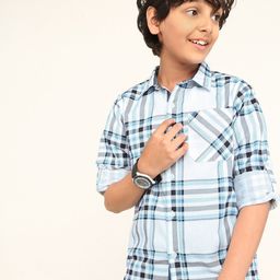 BONKIDS Boys Tartan Checked Long Sleeves Pure Cotton Shirt-image-71