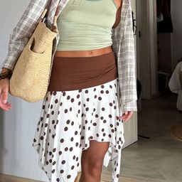 LULU & SKY Polka Dots Printed Mid-Rise A-Line Asymmetric Mini Skirt-picture-40