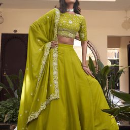 LOOKNBOOK ART Embellished Ready to Wear Lehenga & Unstitched Blouse With Dupatta-picture-28