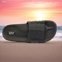 TRV Men Striped Sliders Flip Flops-image-1