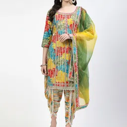 TS LIFESTYLE Women Ethnic Motifs Printed Kurta with Dhoti Pant & Dupatta-image-98