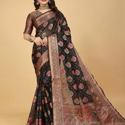 K 5 Fashion Woven Design Embroidered Organza Saree-image-41