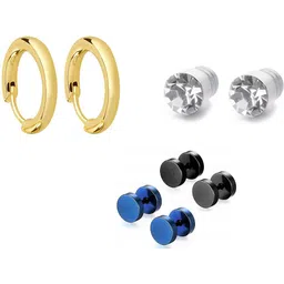 shobhram Set Of 3 Circular Shaped Hoop Earrings-5