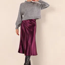 BIGDART Solid A-Line Midi Skirts image 4